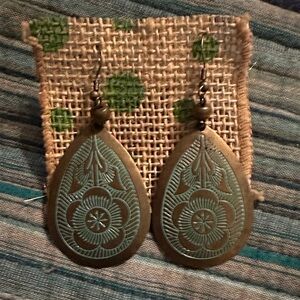 Teardrop Engraved Earrings
